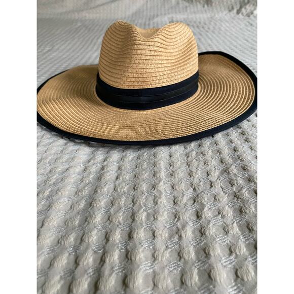 Vince Camuto Straw Sun Hat with Black Ribbon Trim main image 4